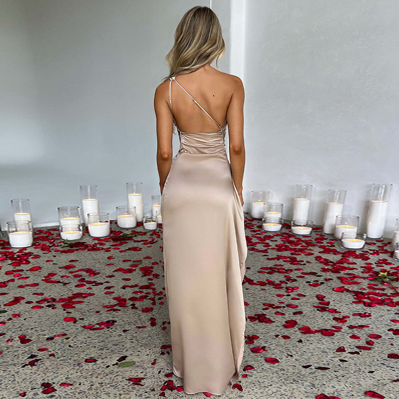 Sexy One-shoulder Backless Satin Dresses For Women