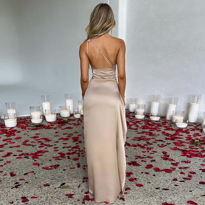 Sexy One-shoulder Backless Satin Dresses For Women