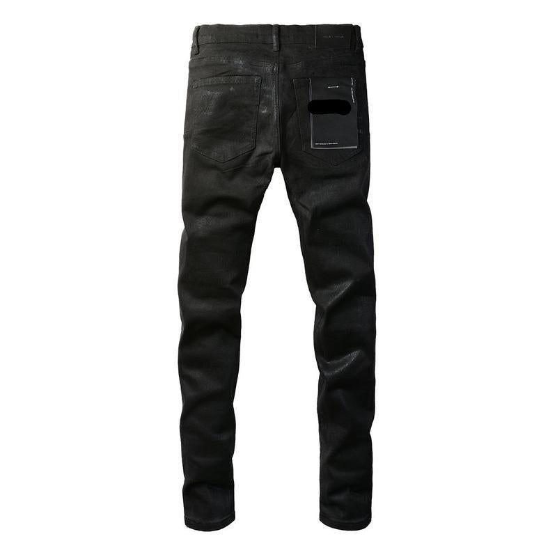 Foreign Trade Trend New Purple Black Slim Fit Button Jeans