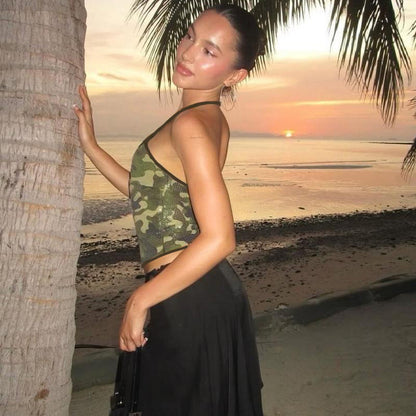 Women's Sexy Hot Girl Camouflage Outer Vest
