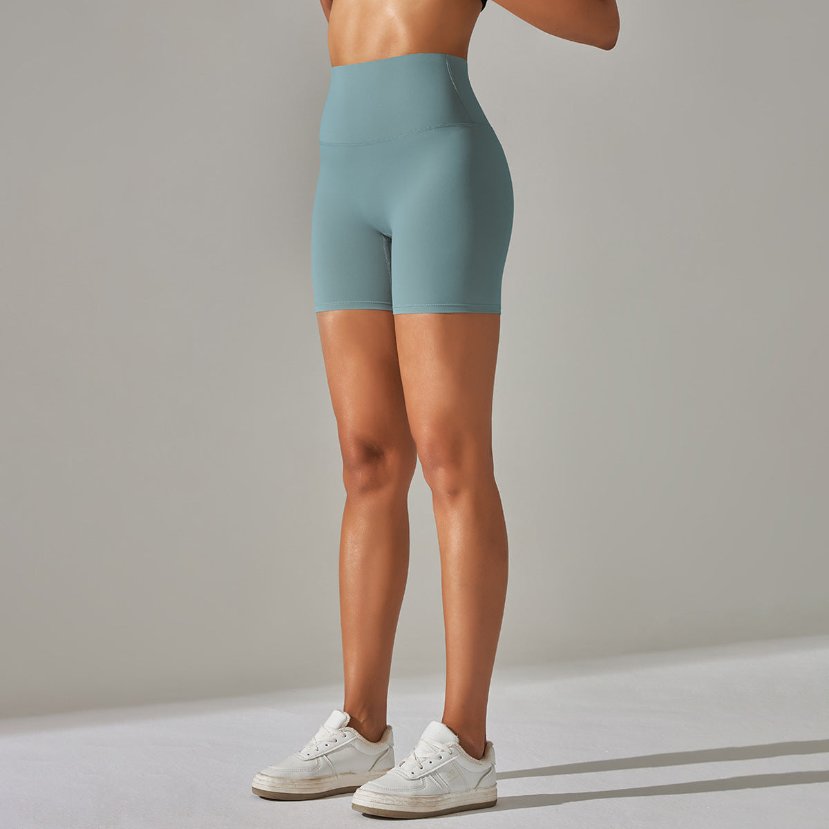 Women's Solid Color High Waist Fitness Shorts
