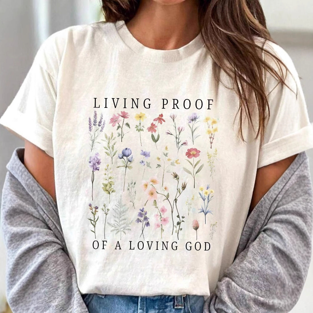 Floral Vintage Printed Round Neck Short Sleeve Top