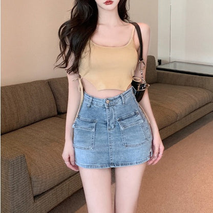 Hot Girl Sheath Denim Skirt