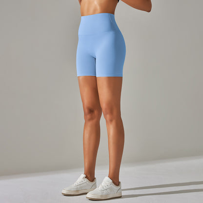 Women's Solid Color High Waist Fitness Shorts