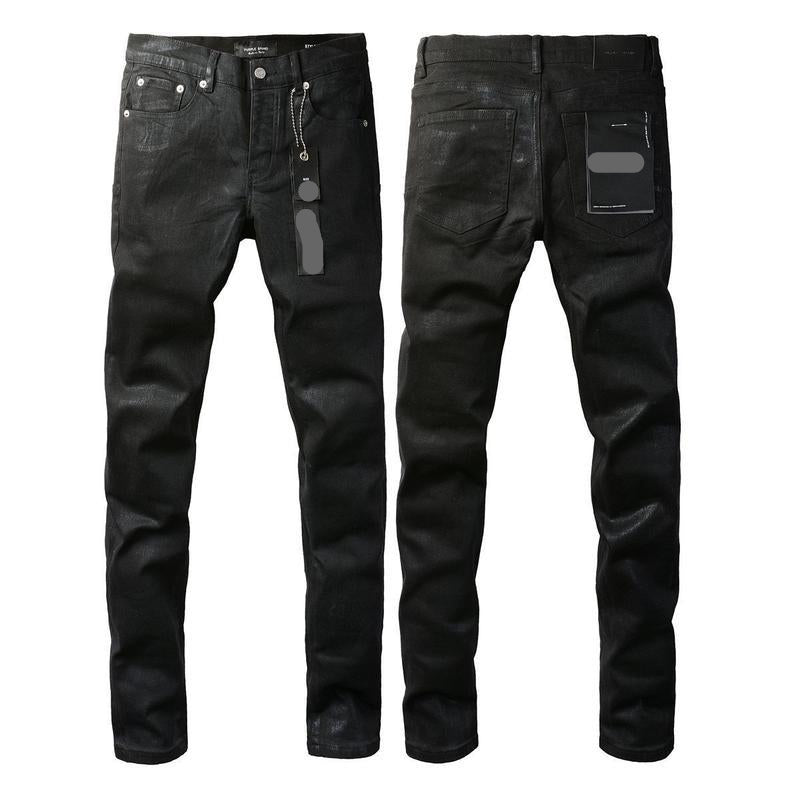 Foreign Trade Trend New Purple Black Slim Fit Button Jeans