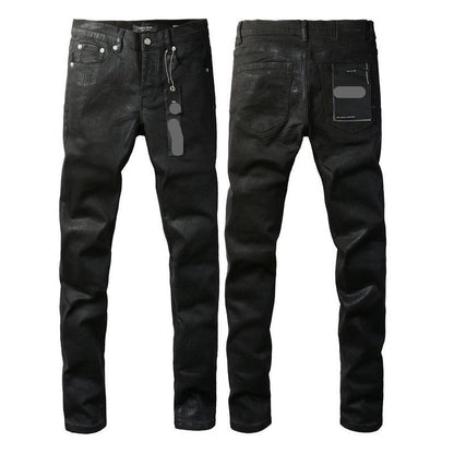 Foreign Trade Trend New Purple Black Slim Fit Button Jeans