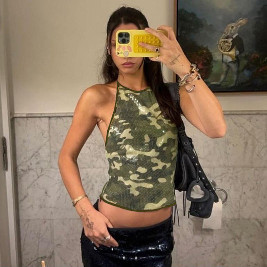 Women's Sexy Hot Girl Camouflage Outer Vest