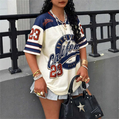 Street Style Loose Printed Women's Short Sleeve