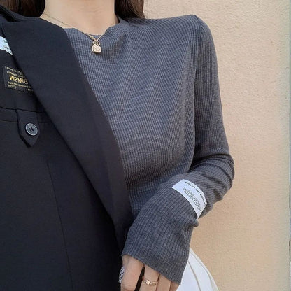 Autumn New Cuff Labeling Long Sleeve T-shirt Inner Bottoming Shirt