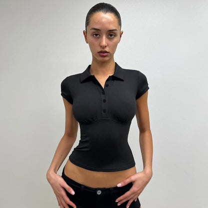 Solid Color  Pullover Short Sleeve Shirt