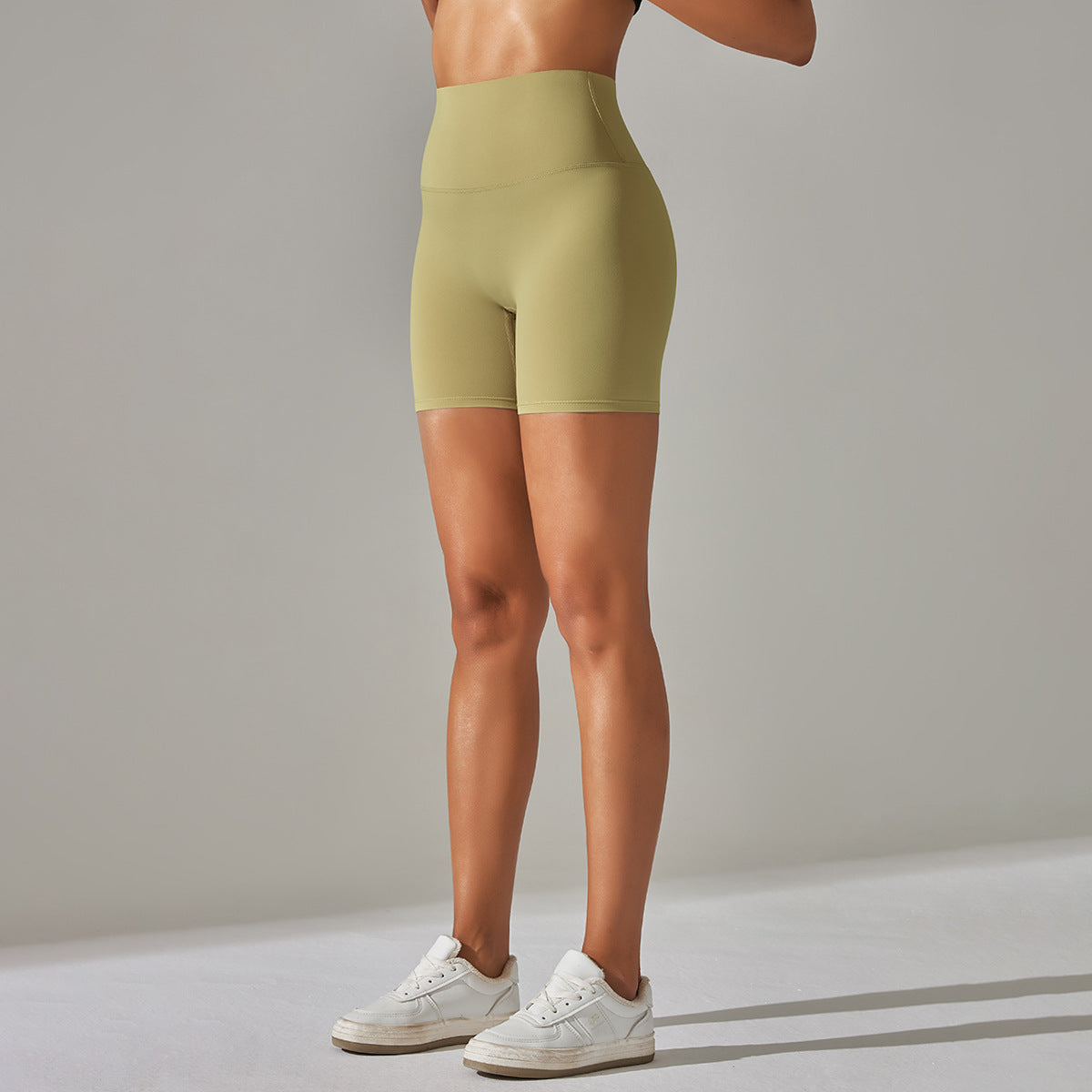 Women's Solid Color High Waist Fitness Shorts