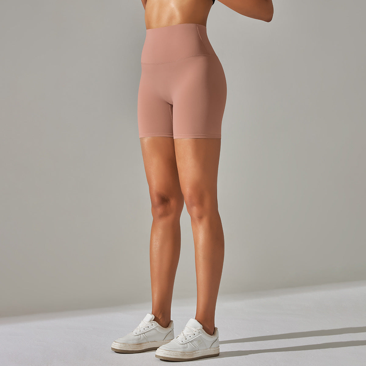 Women's Solid Color High Waist Fitness Shorts