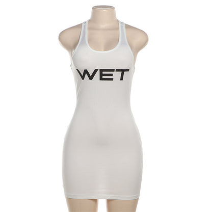 Women's Fashion Simple Letter Slim Dress