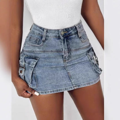 American Style Women's Overalls Pocket Skirt