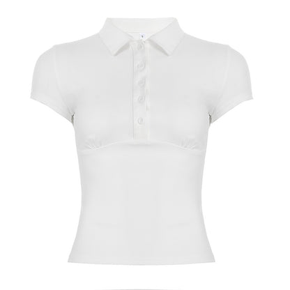Solid Color  Pullover Short Sleeve Shirt