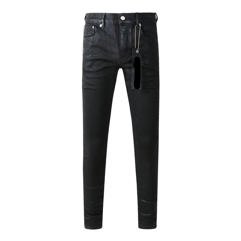 Foreign Trade Trend New Purple Black Slim Fit Button Jeans