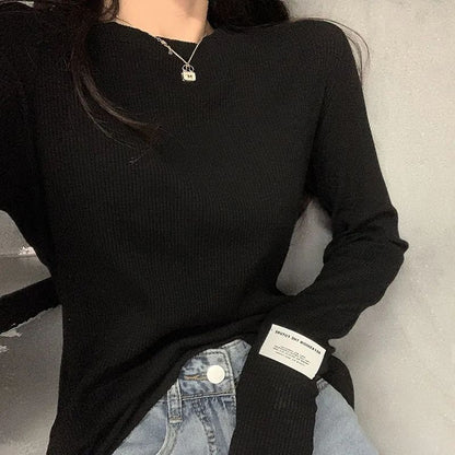 Autumn New Cuff Labeling Long Sleeve T-shirt Inner Bottoming Shirt