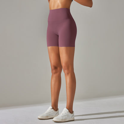 Women's Solid Color High Waist Fitness Shorts