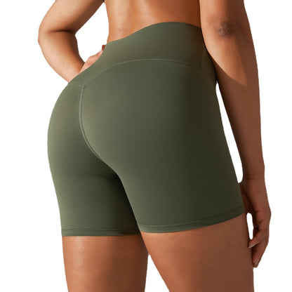 Women's Solid Color High Waist Fitness Shorts