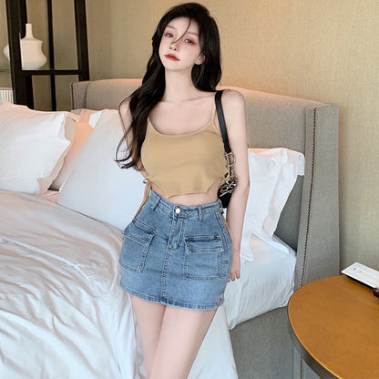 Hot Girl Sheath Denim Skirt