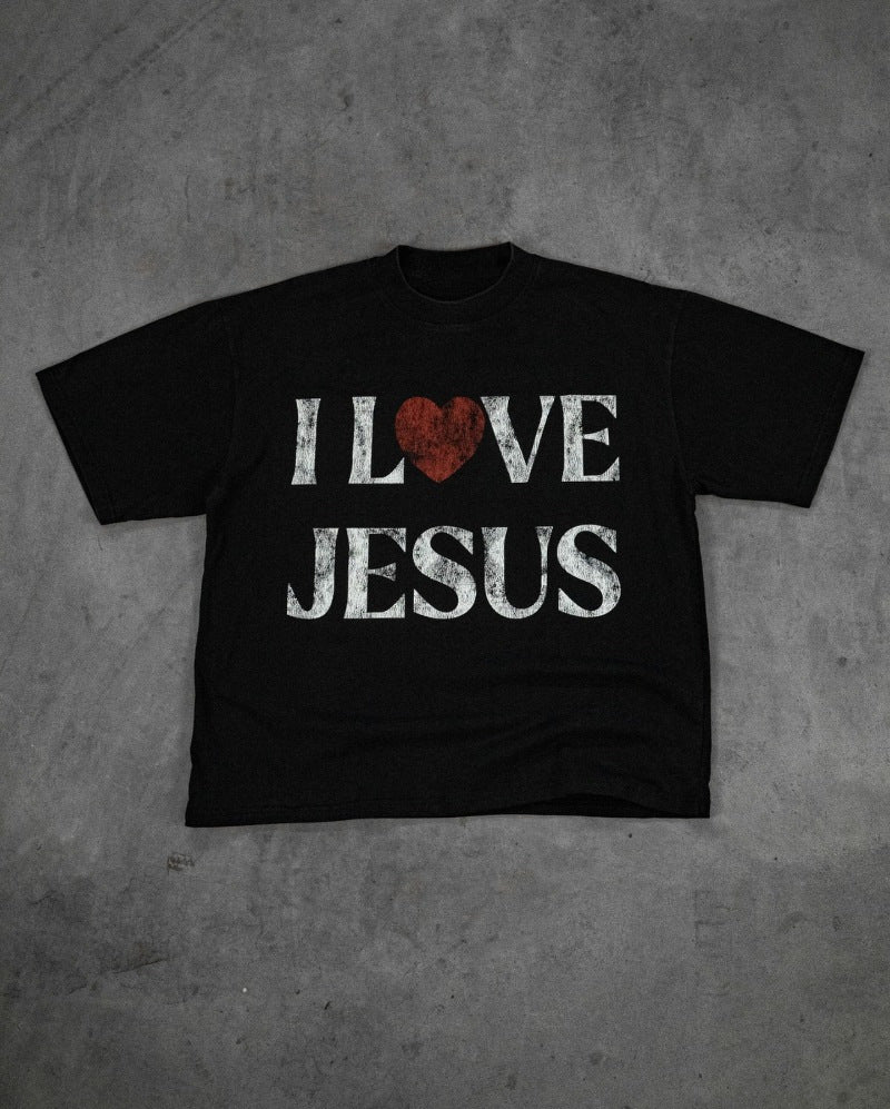 Streetwear Retro "I love Jesus" Printed shirts