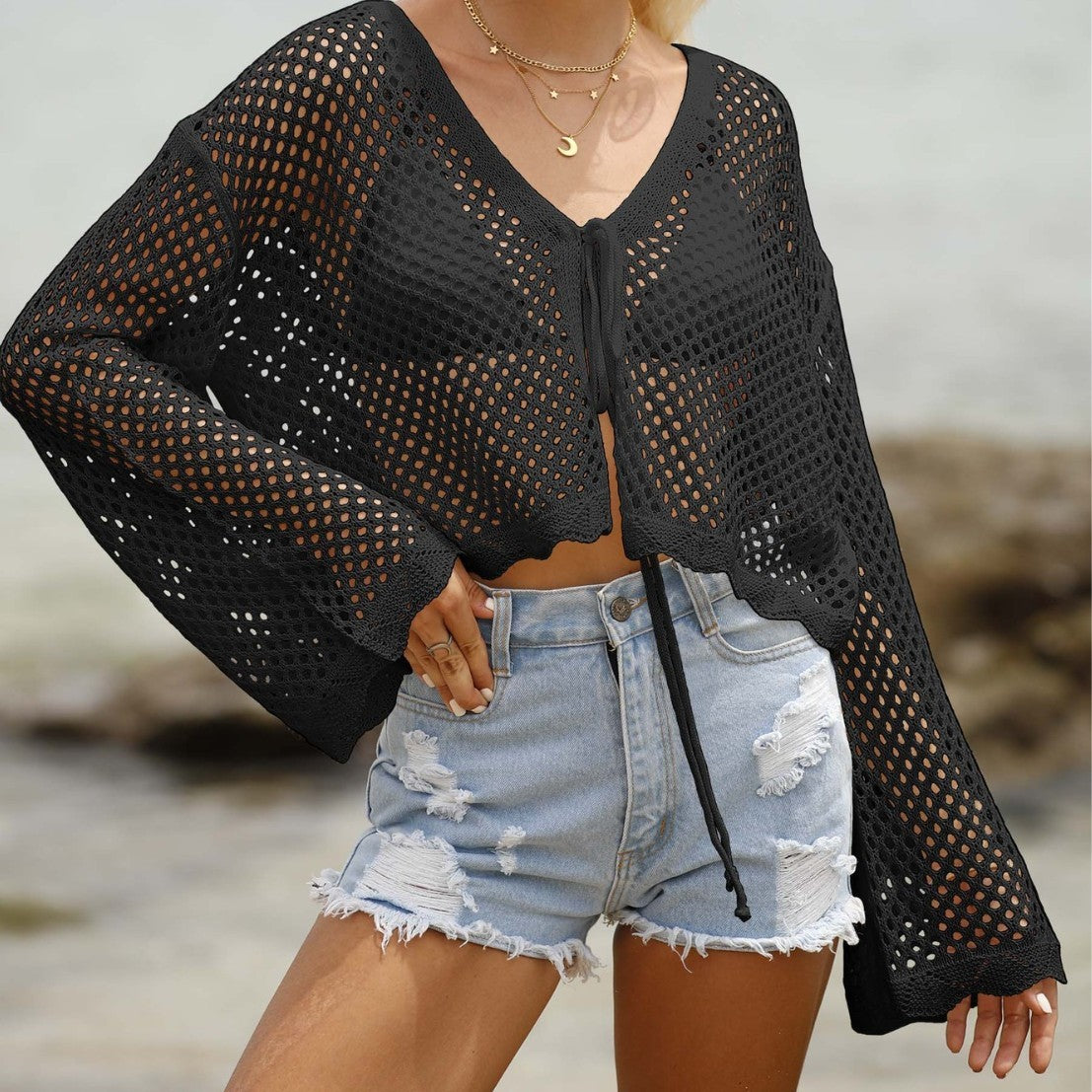 Women's Lace-up Cardigan