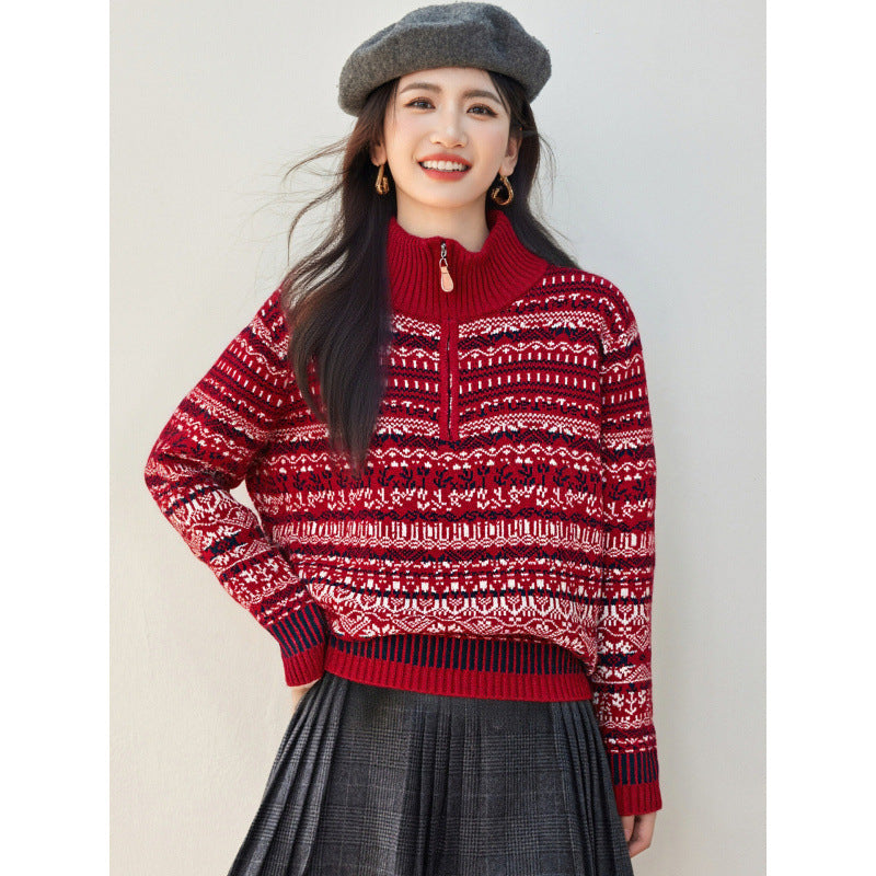 Women's Retro Jacquard Embroidered Knitwear