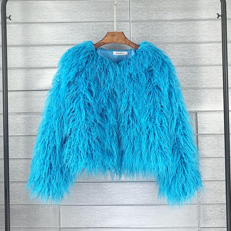 Furry Faux Fur Coat Plus Size Womens