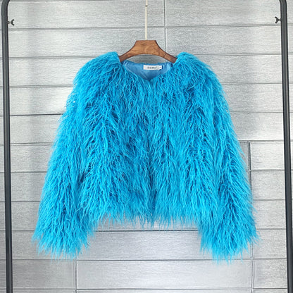Furry Faux Fur Coat Plus Size Womens