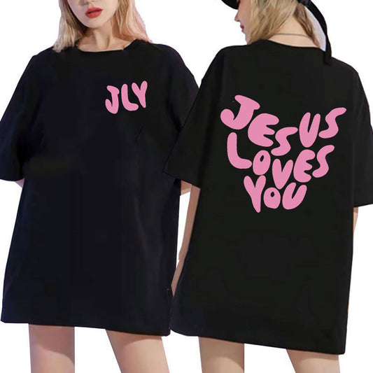 Letter Printing Personalized Design Short Sleeve Women