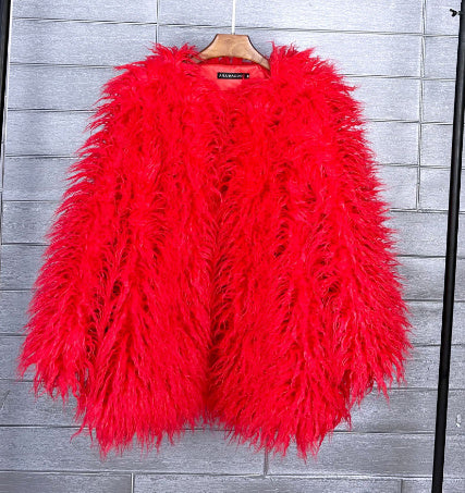 Furry Faux Fur Coat Plus Size Womens