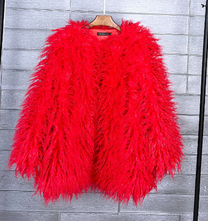 Furry Faux Fur Coat Plus Size Womens