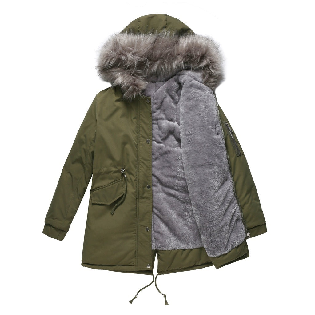 Mid-length Cotton-padded  Hooded Coat