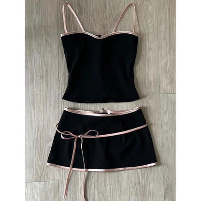 Black Camisole Bow Top and Bottom Wear