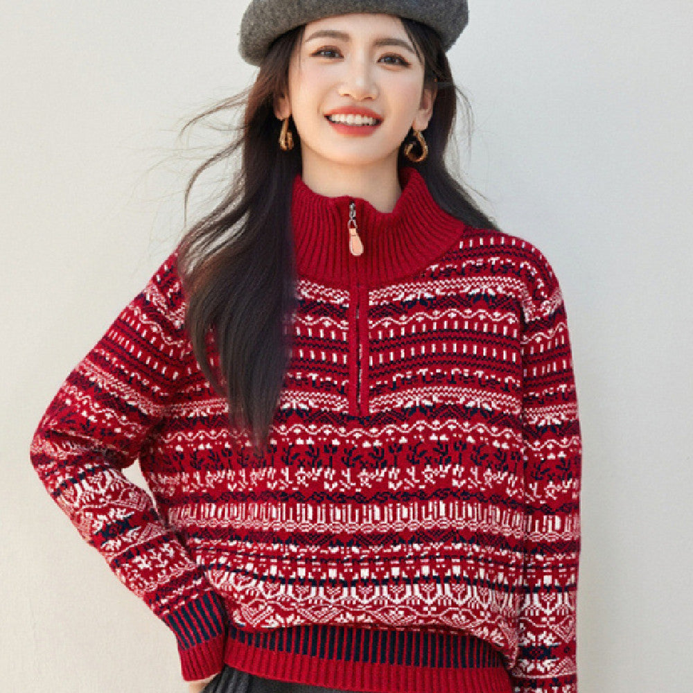 Women's Retro Jacquard Embroidered Knitwear