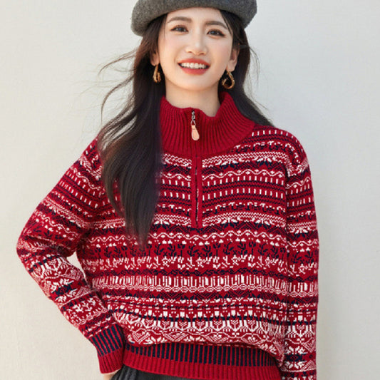 Women's Retro Jacquard Embroidered Knitwear