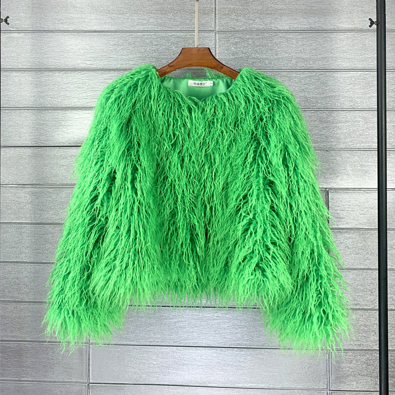 Furry Faux Fur Coat Plus Size Womens