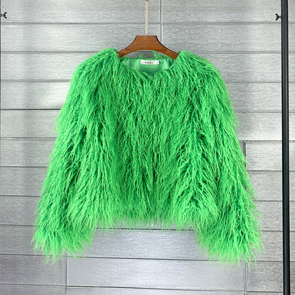 Furry Faux Fur Coat Plus Size Womens