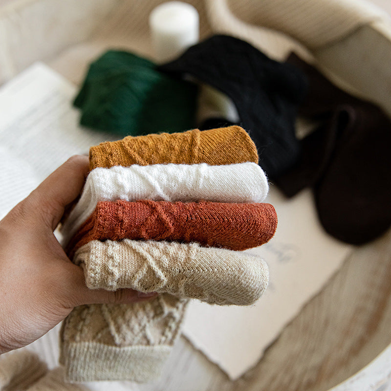 Solid Color Fashion Warm Classic Pattern Wool Socks