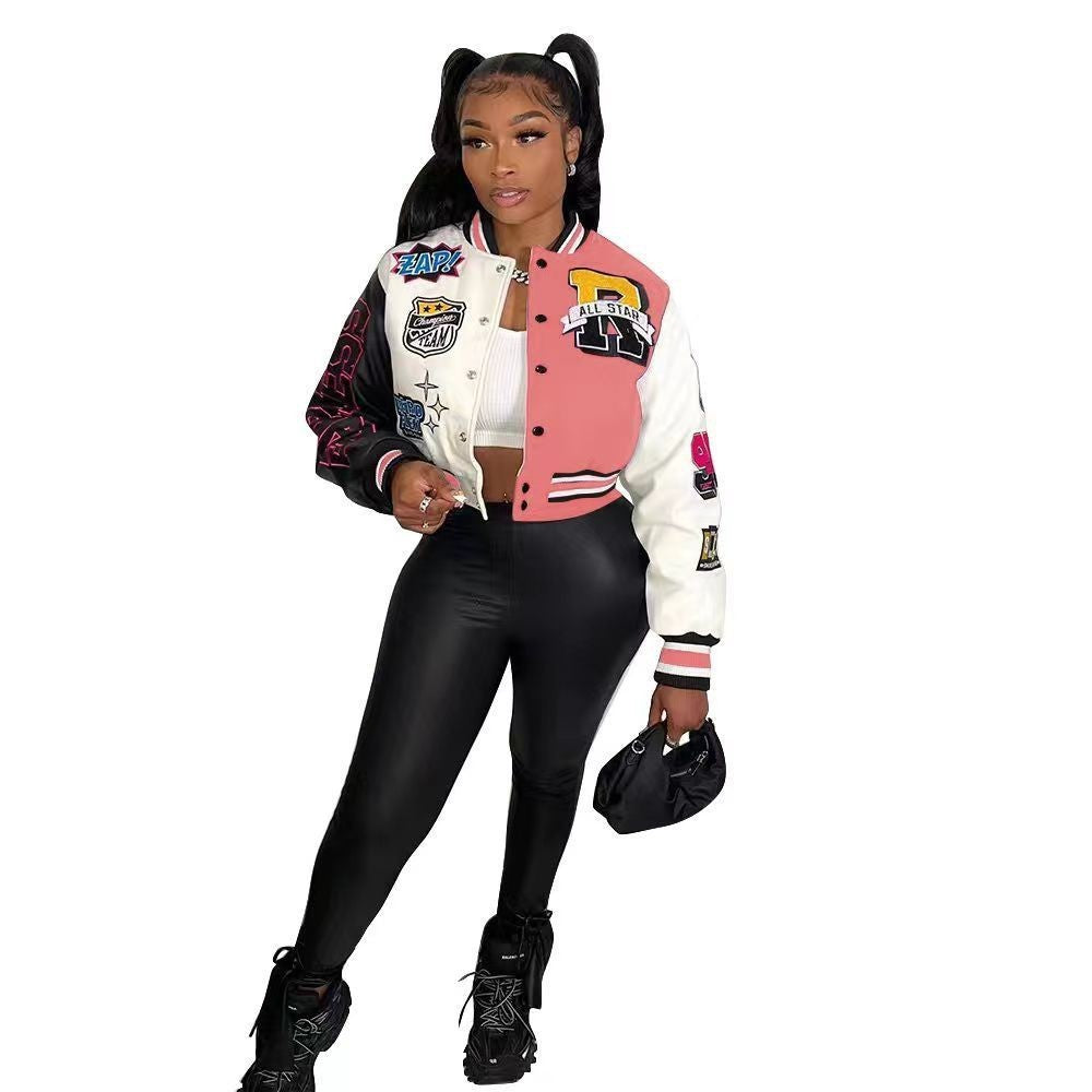 Press Button Fashion Printed Double Layer Jacket