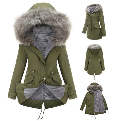 Mid-length Cotton-padded  Hooded Coat