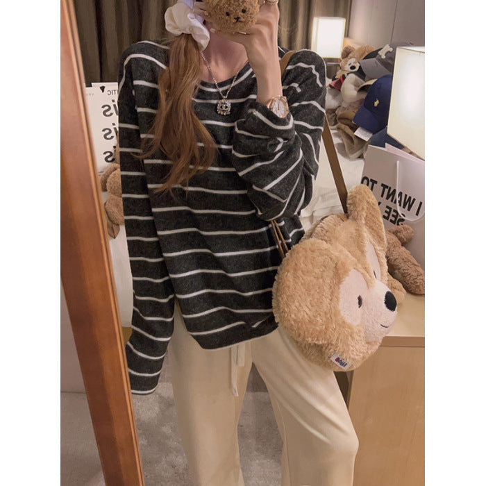 Autumn And Winter Lazy Style Loose Feeling Brushed Base Shirt