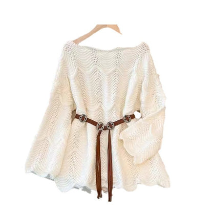 Mid-length Loose Outer Wear Off-the-shoulder Soft Glutinous Sweater