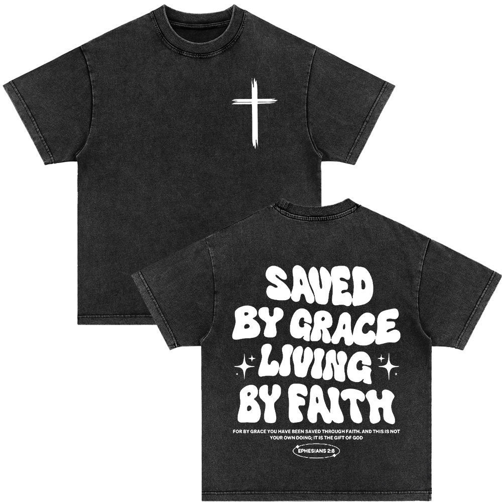 Retro Christ print Short-sleeved Shirt