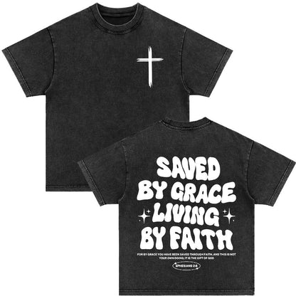 Retro Christ print Short-sleeved Shirt