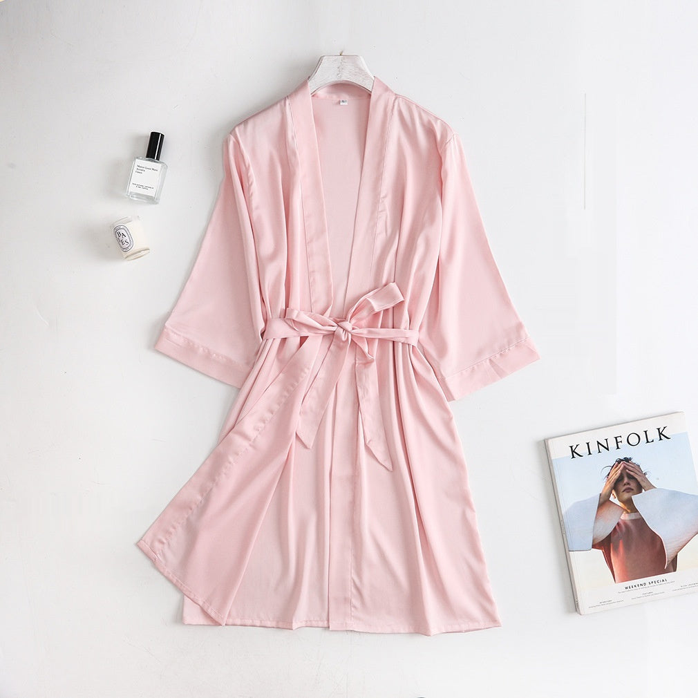 New Summer Robe Lace-up Ice Silk Women
