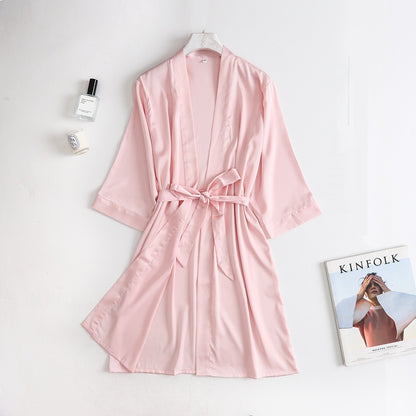 New Summer Robe Lace-up Ice Silk Women