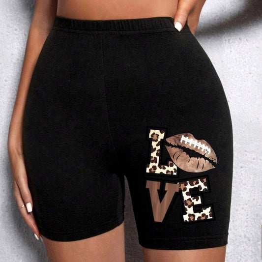 Woman Tight Leopard Heart And Love Shorts