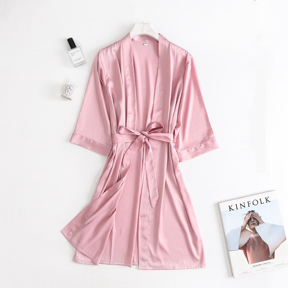 New Summer Robe Lace-up Ice Silk Women