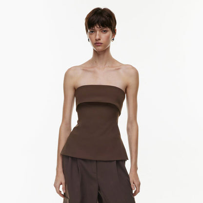Tube Top Backless Slim Fit Slit T-shirt Top